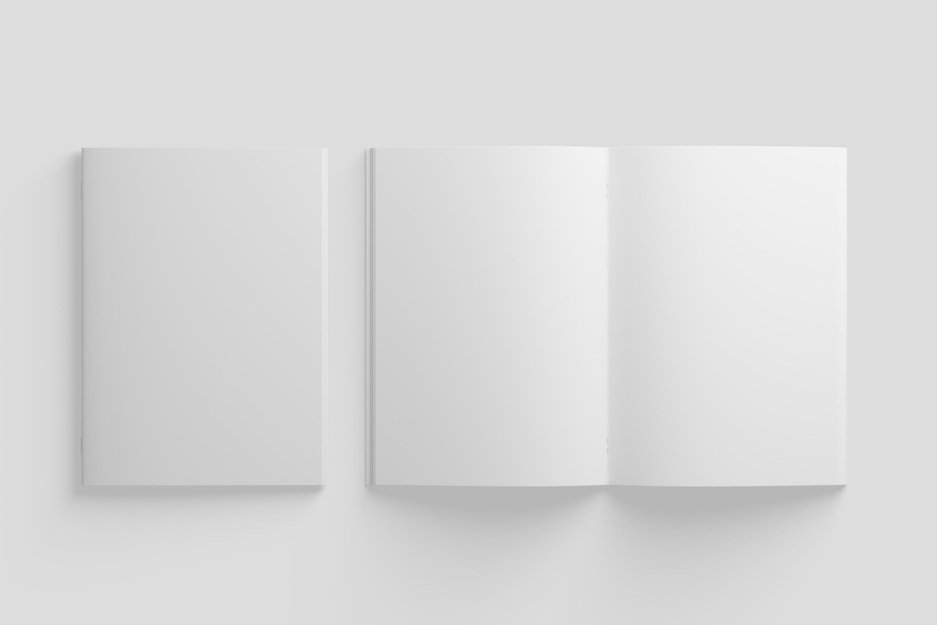 A4 A5 Magazine Brochure 3D Rendering White Blank Mockup