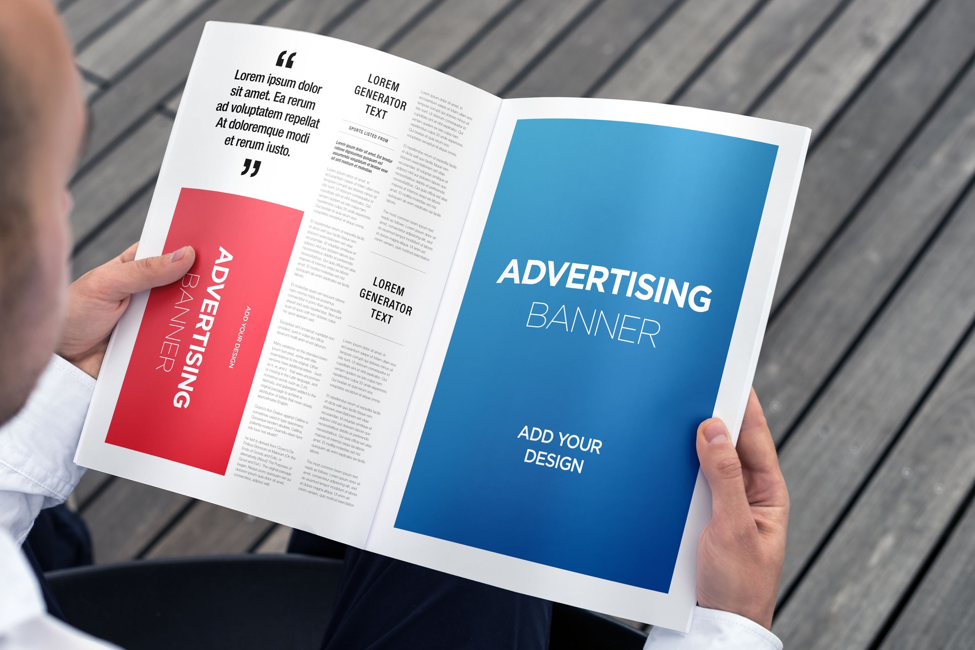 Hand Holding Newspaper Advertising Magazine Brochure Mockup